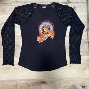Vintage Harley-Davidson Black Lace Sleeve Top